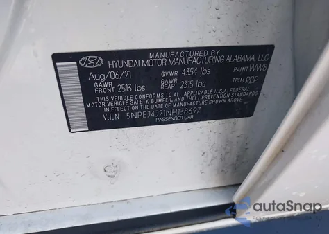 2022 Hyundai Sonata Sel Plus из США, поврежденный, VIN 5NPEJ4J21NH138697